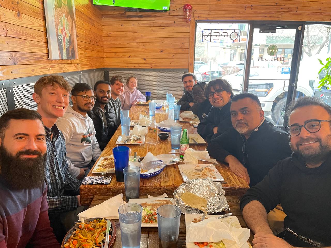 The lab group having lunch at a restaurant in Spring 2026